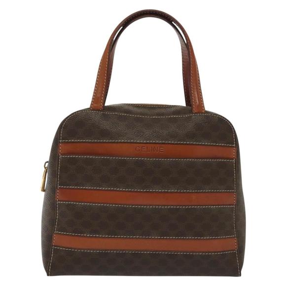 CELINE Macadam Canvas Hand Bag PVC Leather Brown Gold Auth 137605 - Picture 13 of 16